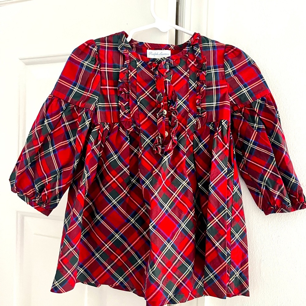 Ralph Lauren Girls Plaid Christmas Dress Size: 12m - Like NEW
